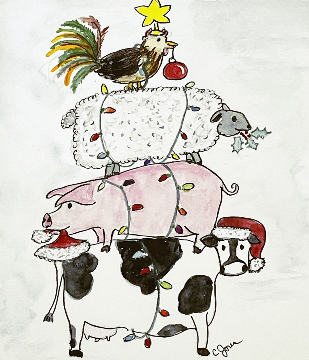 Farm Animals Christmas Card