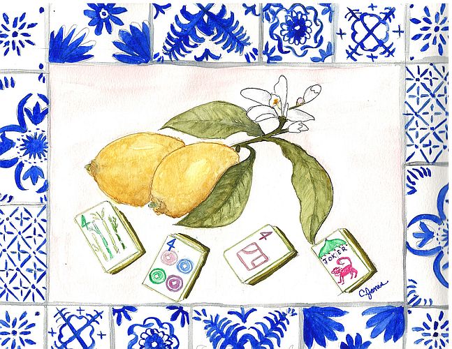 Mahjong Lemon Kong Tile Card