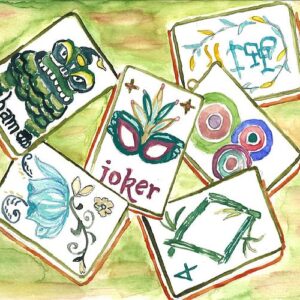 Mahjong Tiles with Chartreuse Background