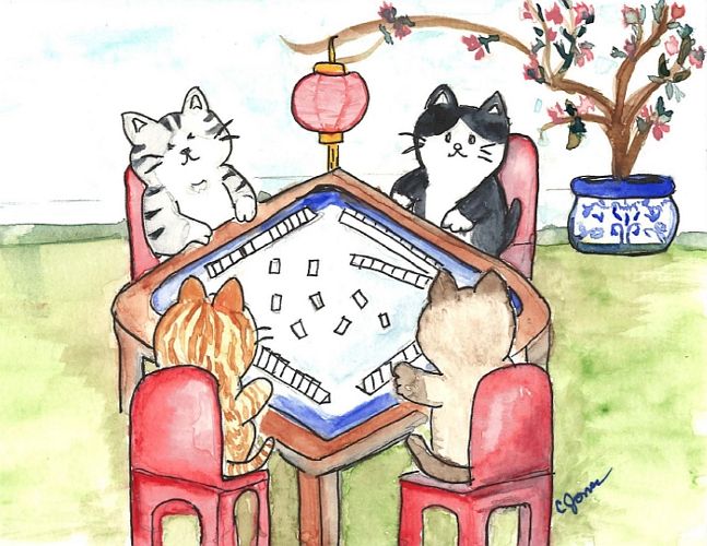 Cats Playing Mahjong