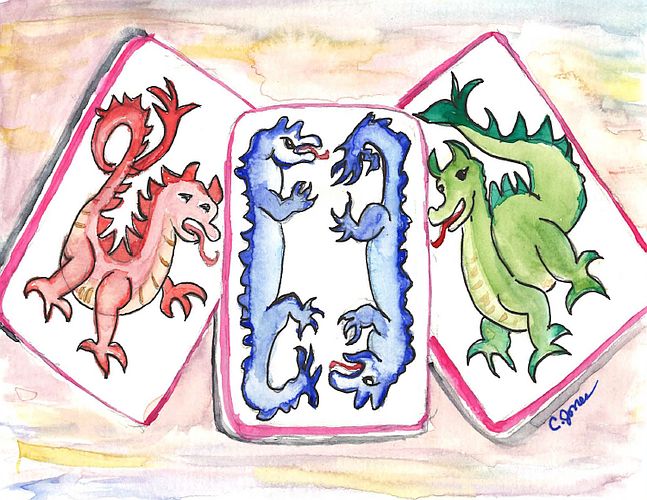 Dragon Tiles on a Pink Background