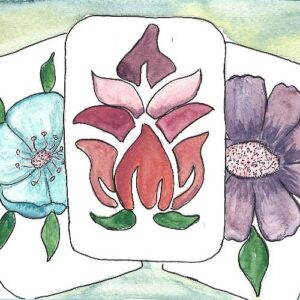 Mahjong Lucky Pung Flower Tiles Card