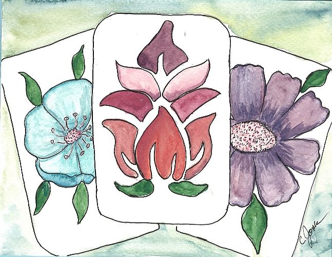 Mahjong Lucky Pung Flower Tiles Card